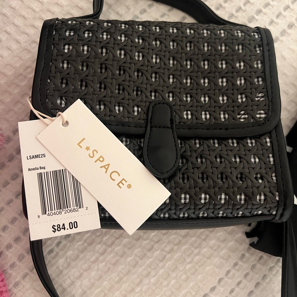 L*SPACE Amelia Black Woven Crossbody Bag